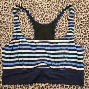 Beach House Striped Navy, Blue, & White Racerback Style Swim Bikini Bra Top (14)